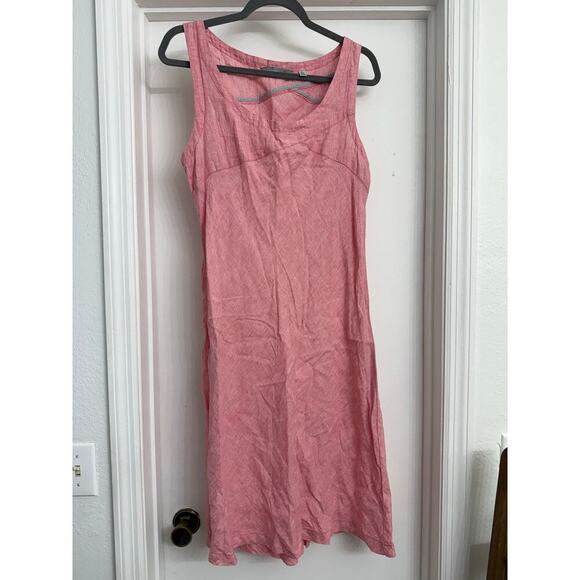 Horny Toad Linen Sheath Dress Sleeveless Beachy Boho Casual Lightweight Pink SzL - Picture 1 of 7